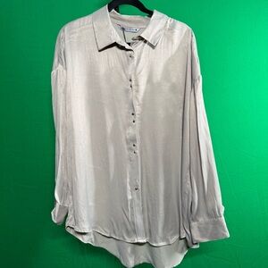 NWT Zara Shimmering Beige Button-Up Shirt Size XL